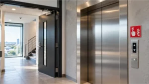 Moderne liftfoyer met brandmelder